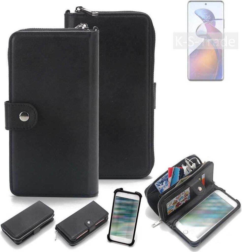 K-S-Trade 2in1 Handyhülle Schutzhülle kompatibel mit Motorola Edge 30 Fusion & Portemonnee Cover Handy Hülle Case Etui Geldbörse Wallet Bookstyle