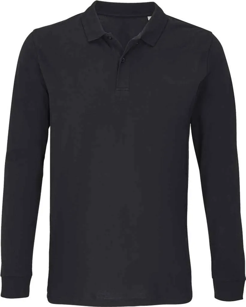 Polo noir manches longues grande taille 5XL SOLS Planet LT1644 Premium