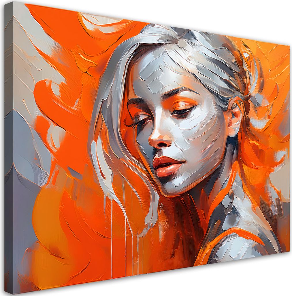 Feeby - Leinwand Bilder - Weiblicher Glamour Orange - 30x20 cm - Deko Wohnzimmer - Wandbilder Schlafzimmer - Deko Aesthetic - Wand Deko - Leinwand ...