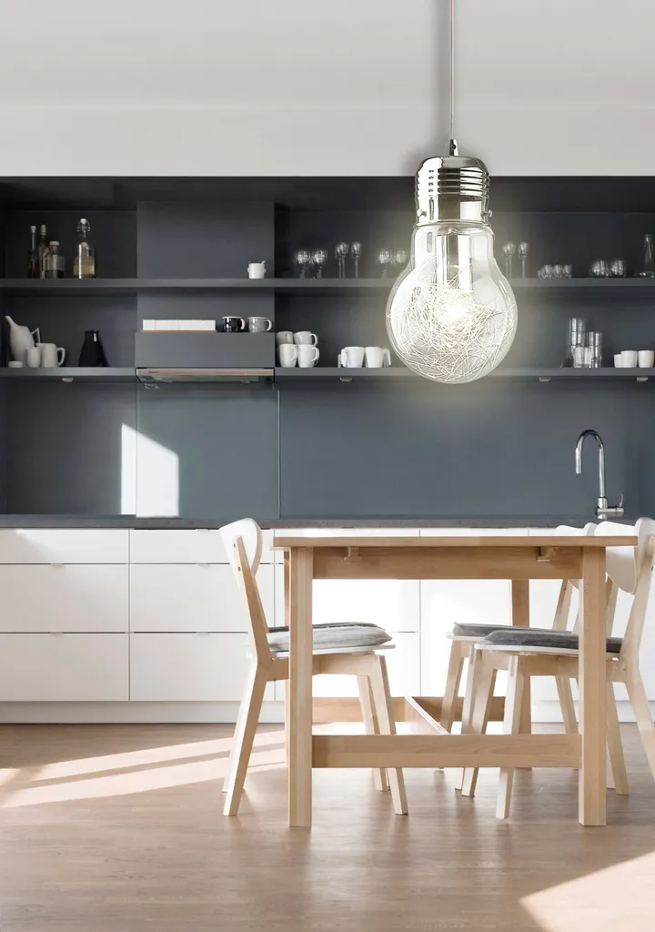 Sospensione Moderna 1 Luce E27 Small - Metallo e Vetro Trasparente - 2
