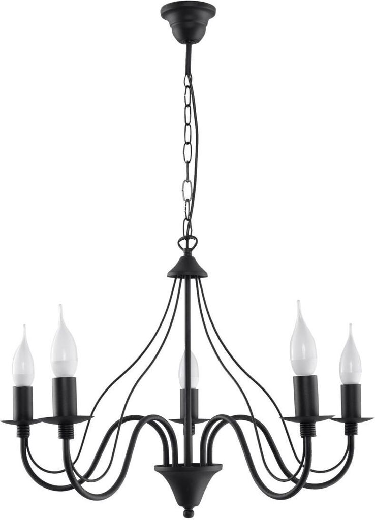 Kronleuchter E14 Ø 60 cm Schwarz Metall Rustikal Lüster