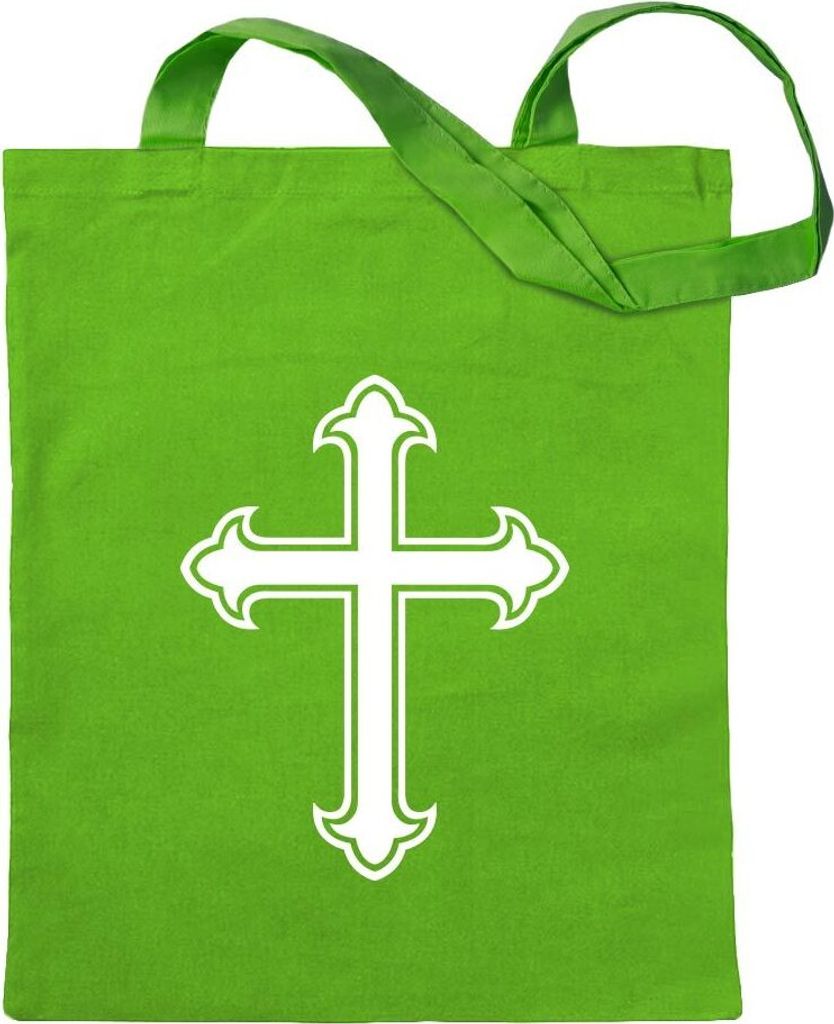 Kiwistar - Baumwolltasche - hellgrün - Lilienkreut - Ritterkreuz - Tragetasche Stoffbeutel Umhängetasche langer Henkel