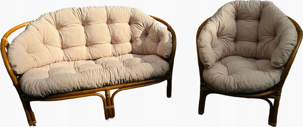 Kissen für ein Rattan-Gartensofa und einen Gartensessel,Beige, Kissen für die Rückenlehne und den Sitz eines Rattan-Gartensofas und eines Garten...