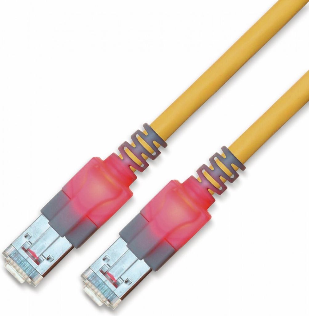 RJ45 Patchkabel SACON CAT.6, S/FTP, Lichtidentifikation, LSOH, gelb, 2,0 m