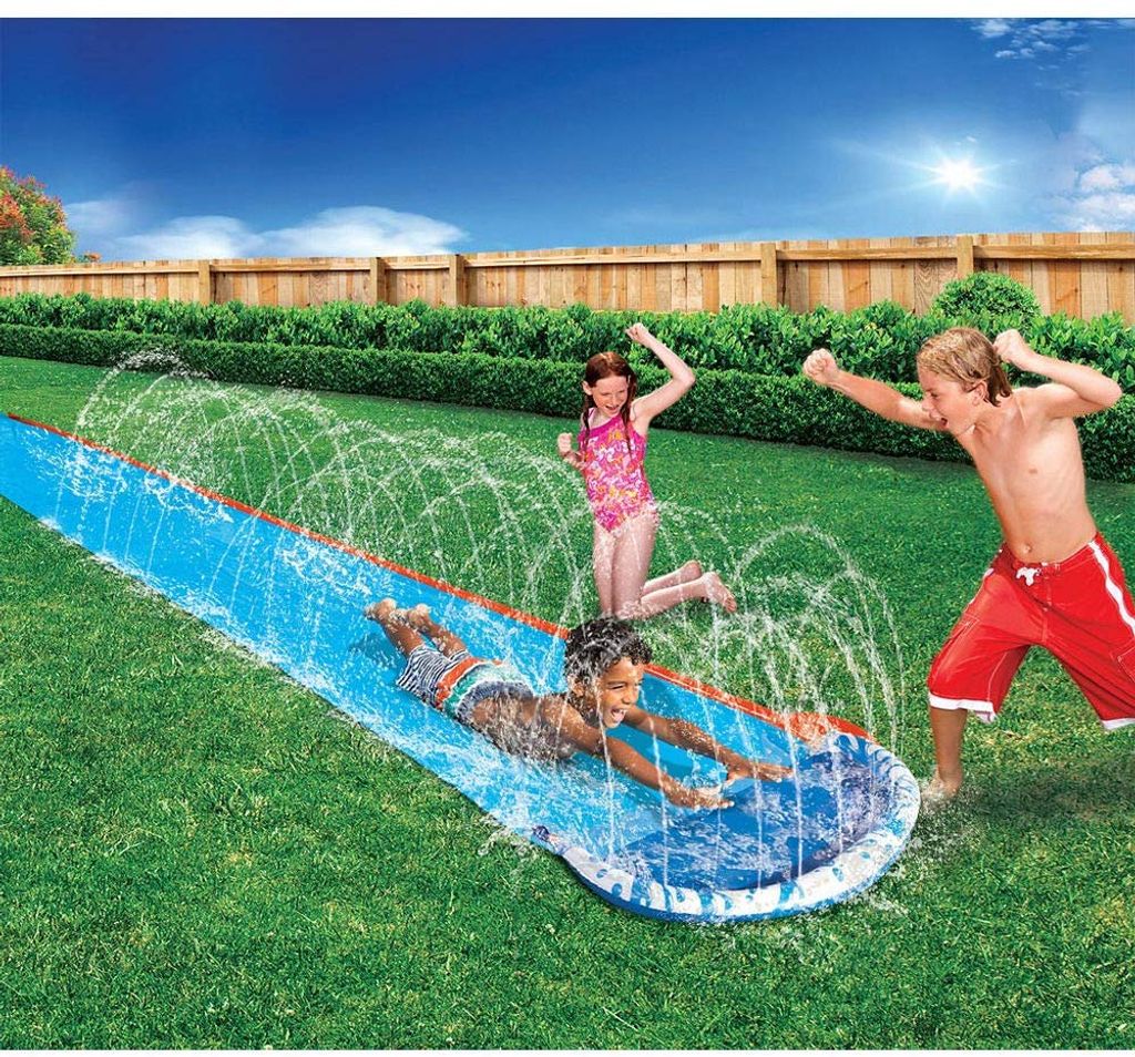 Kinder Wasserrutsche mit Sprinkleranlage Garten Wasserspielzeug Wasserbahn 4,88m 