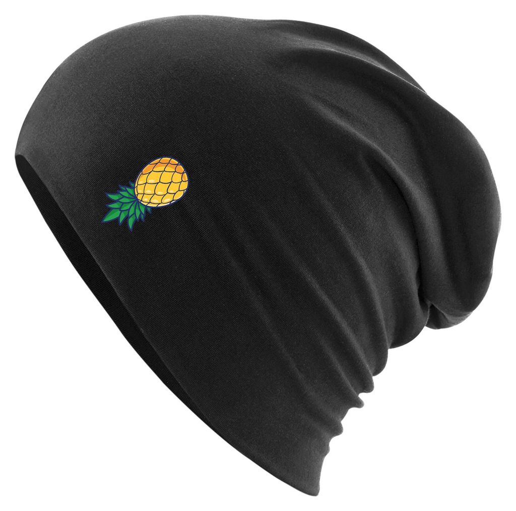Huuraa Beanie Ananas Comic Black One Size Baumwolle und Elasthan Mütze Geschenkidee