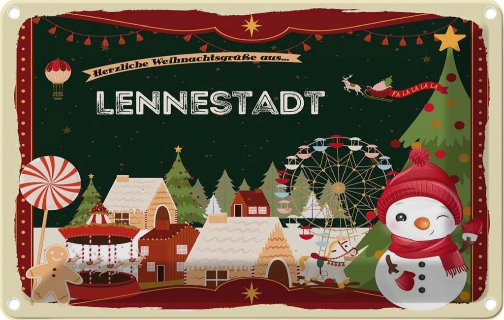 vianmo Blechschild 20x30 cm Weihnachten LENNESTADT