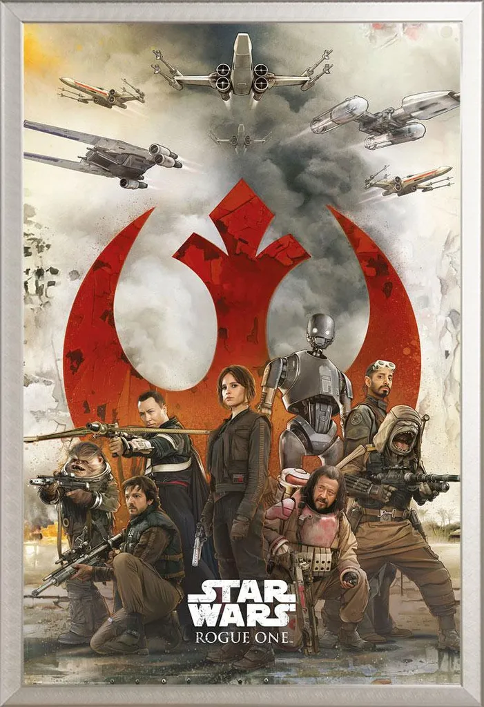 Poster Star Wars Rogue One Rebels con Cornice Shinsuke Alluminio 61x91,5