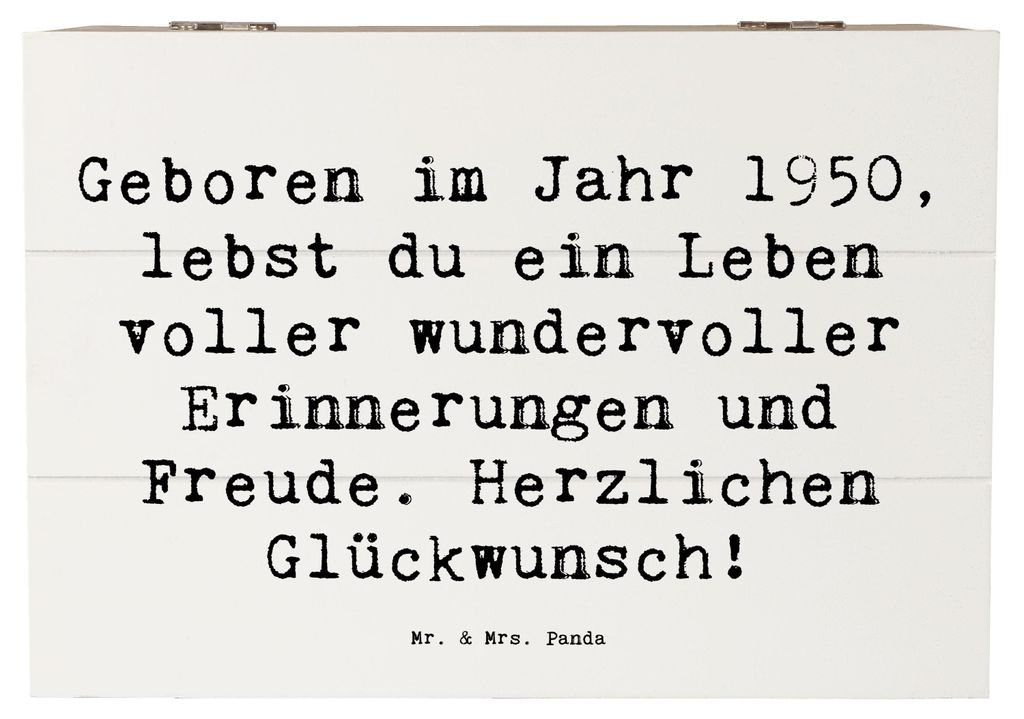 Mr. & Mrs. Panda Box Spruch 1950 Geburtstag 22 x 15 cm - Weiß - Geschenk, Leben voller wundervoller Erinnerungen, Happy Birthday, Schatzkiste, Gl...