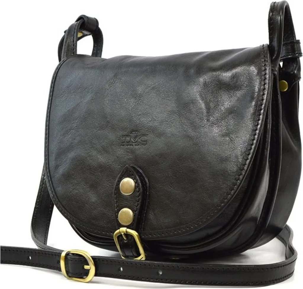 Grand sac porté épaule en cuir grainé Vera Pelle TMC064M ts1669 noir