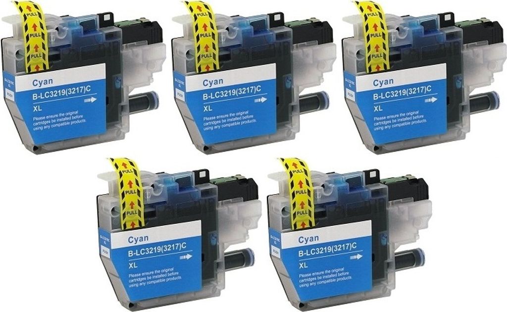 5 x kompatible Tintenpatrone LC-3219 XL / LC-3217 Cyan für Brother MFC-J5330, MFC-J5335, MFC-J5730, MFC-J5830, MFC-J5930, MFC-J6530, MFC-J6535, MF...