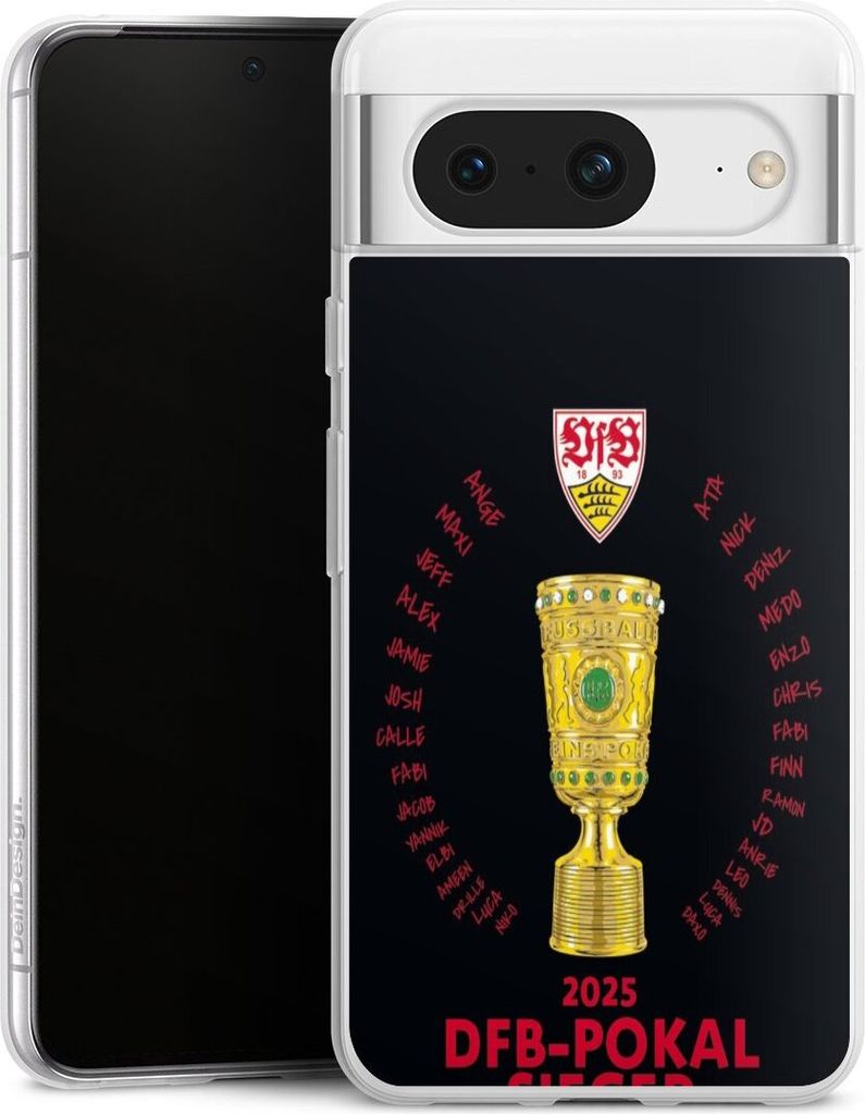 DeinDesign Slim Hülle für Google Pixel 8 Silikon Case Ultra Dünn Handyhülle Offizielles Lizenzprodukt Pokal VfB Stuttgart