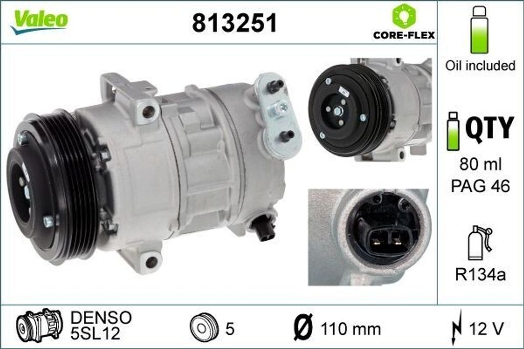 VALEO 813251 - OE 55702661 Klimakompressor für Corsa D (S07), Corsa E (X15), Meriva (X03)