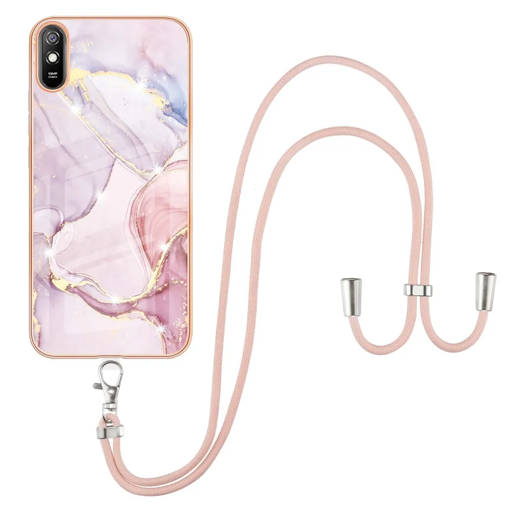 Custodia Protettiva Xiaomi Redmi 9A - TPU con Tracolla Rose Gold