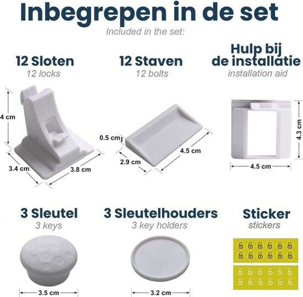 Magnetische Kastensicherung - 15-teilig - mit Montagehilfe - Klebeband - unsichtbare Sicherheit für Kästchen und Schubladen