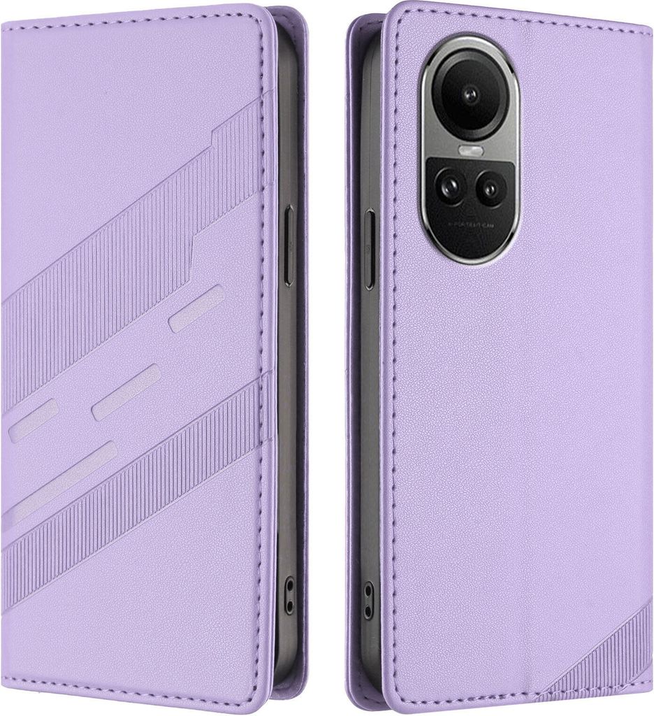 Hülle für Oppo Reno10 / Reno10 Pro 5G, Kunstleder Brieftaschen Handyhülle mit Kartenfach und Standfunktion Violett