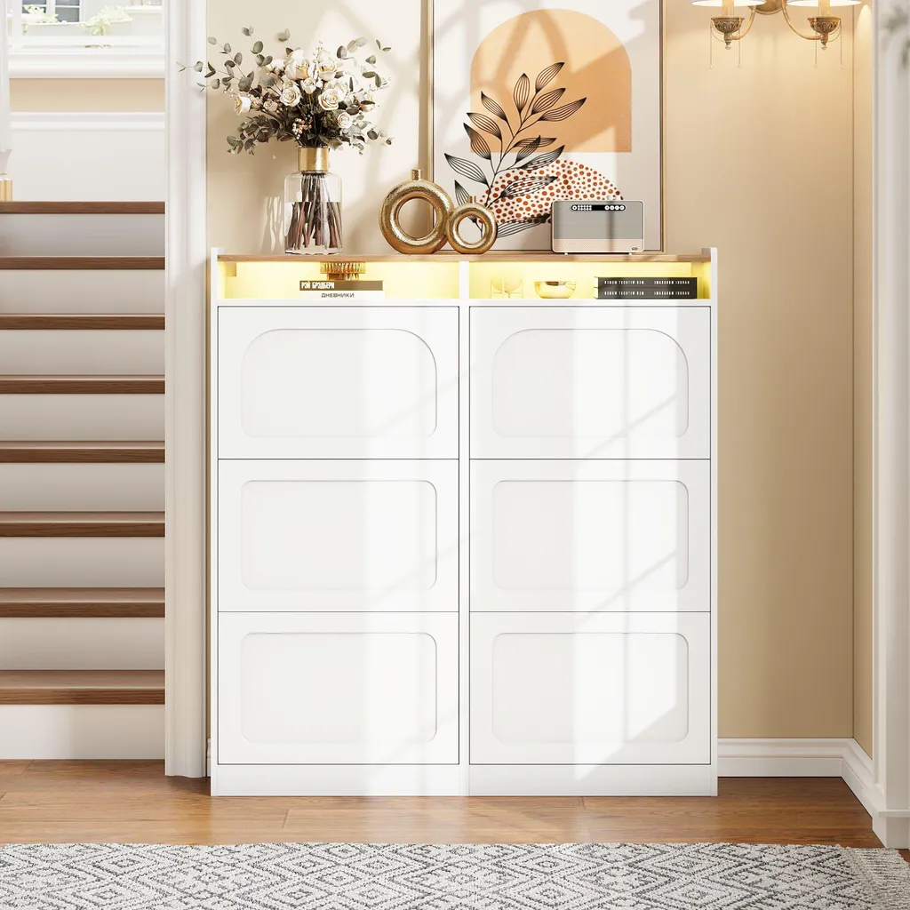 Armoire à Chaussures avec Éclairage LED et 6 Compartiments Basculants - 4
