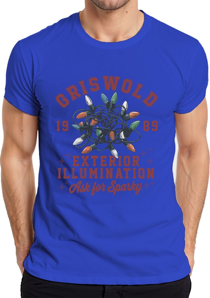 Griswold Exterior Illumination Lichterkette Rot - Weihnachten Christmas Xmas Herren T-Shirt, Blau, M