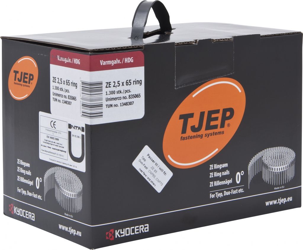 Coilnägel ZE 2,5x65mm Ring feuerverzinkt 0° Tjep ZE65 ZE75 Coilnagler Paslode Duo Fast CPN65 1,3M