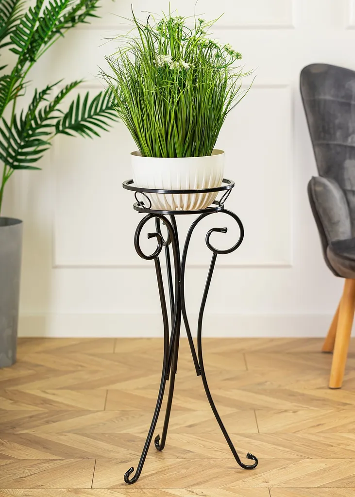 Support de Fleurs Noir Robuste en Métal 34x74 cm - Structure Stable