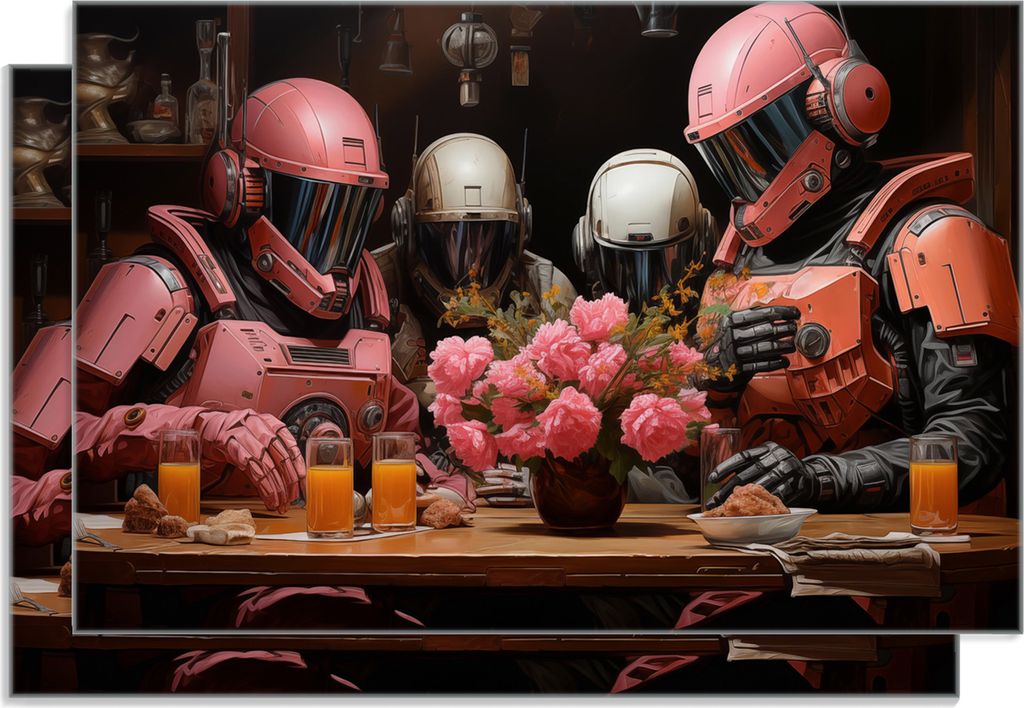 Wallario Frühstücksbrettchen 2er Set aus Glas, je 20 x 30 cm, mit rutschfesten Füßen, Motiv Astronauten beim Frühstück