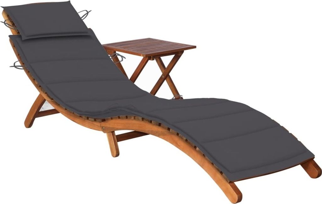 Maison Exclusive - Sonnenliege mit Tisch und Auflage Massivholz Akazie