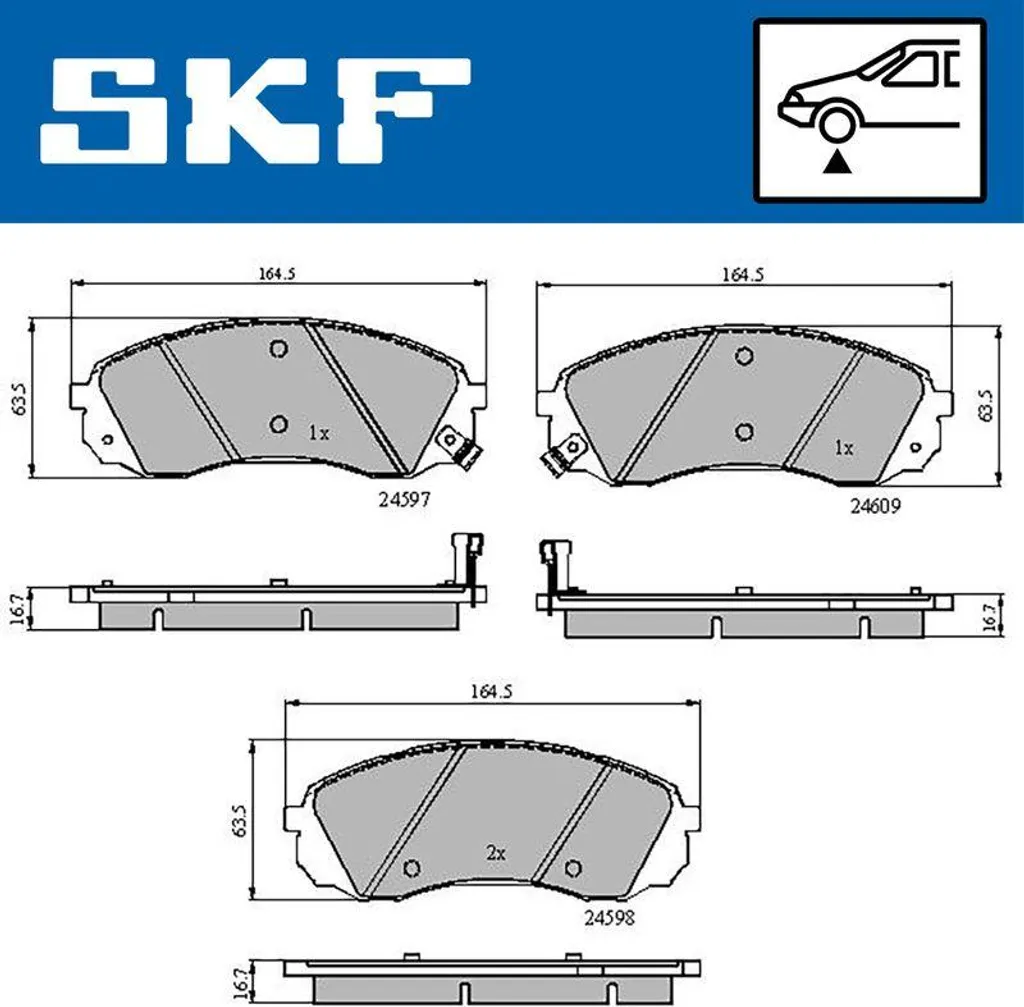 Jeu de plaquettes de frein à disque SKF pour entretien Hyundai H-1