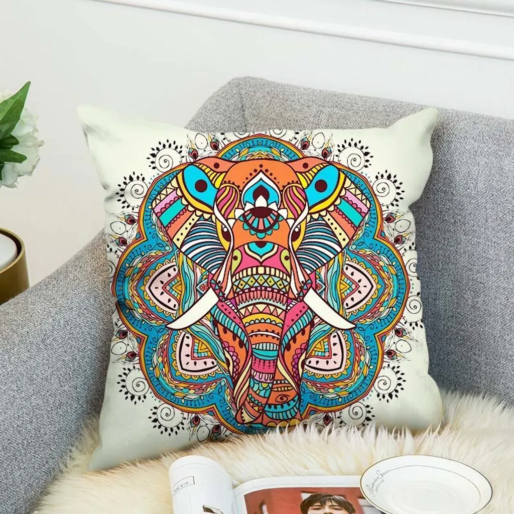 Federa Cuscino Elefante 3D Cotone Lino - Resistente e Lavabile 45x45