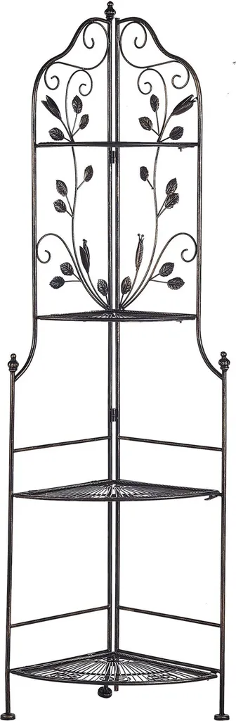 Meuble de Jardin d'Angle Gain de Place Métal Noir pour Plantes et Pots