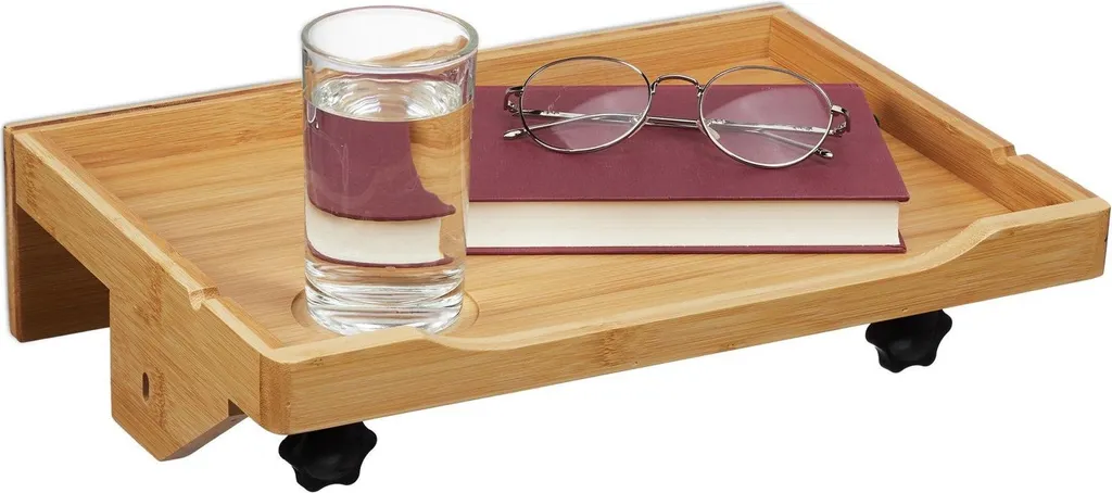 Rangement de chevet sans perçage - Étagère pliable bambou anti-chute