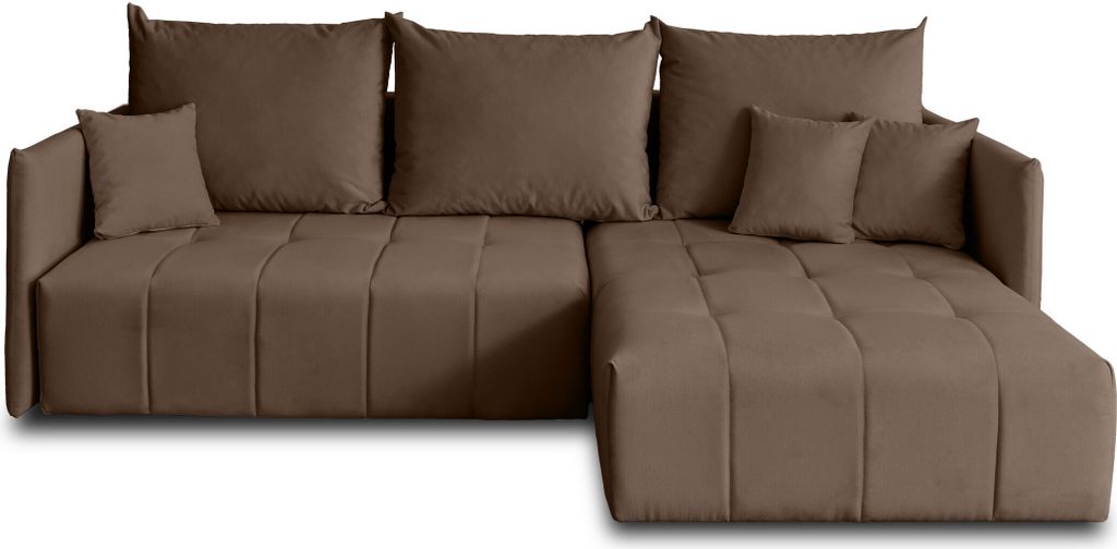 Best Möbel Petra, Ecksofa beidseitig montierbar, mit Schlaffunktion und Bettkasten, 4-Sitzer, aus Samt , Taupe