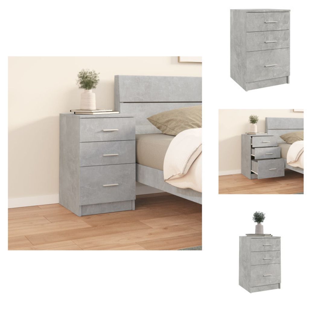 vidaXL Nachttisch Betongrau 40x40x63 cm Holzwerkstoff - Nachttische