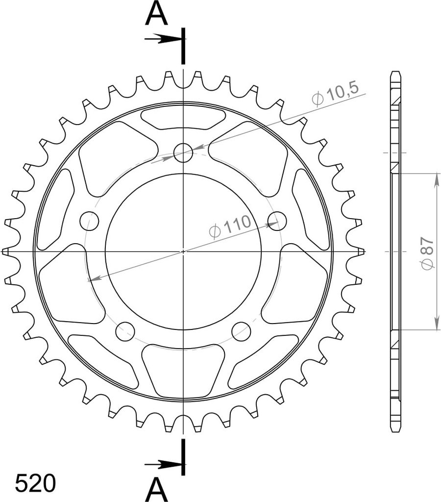 Supersprox Stahl-Kettenrad 520 - 38Z (schwarz) Produktbild 