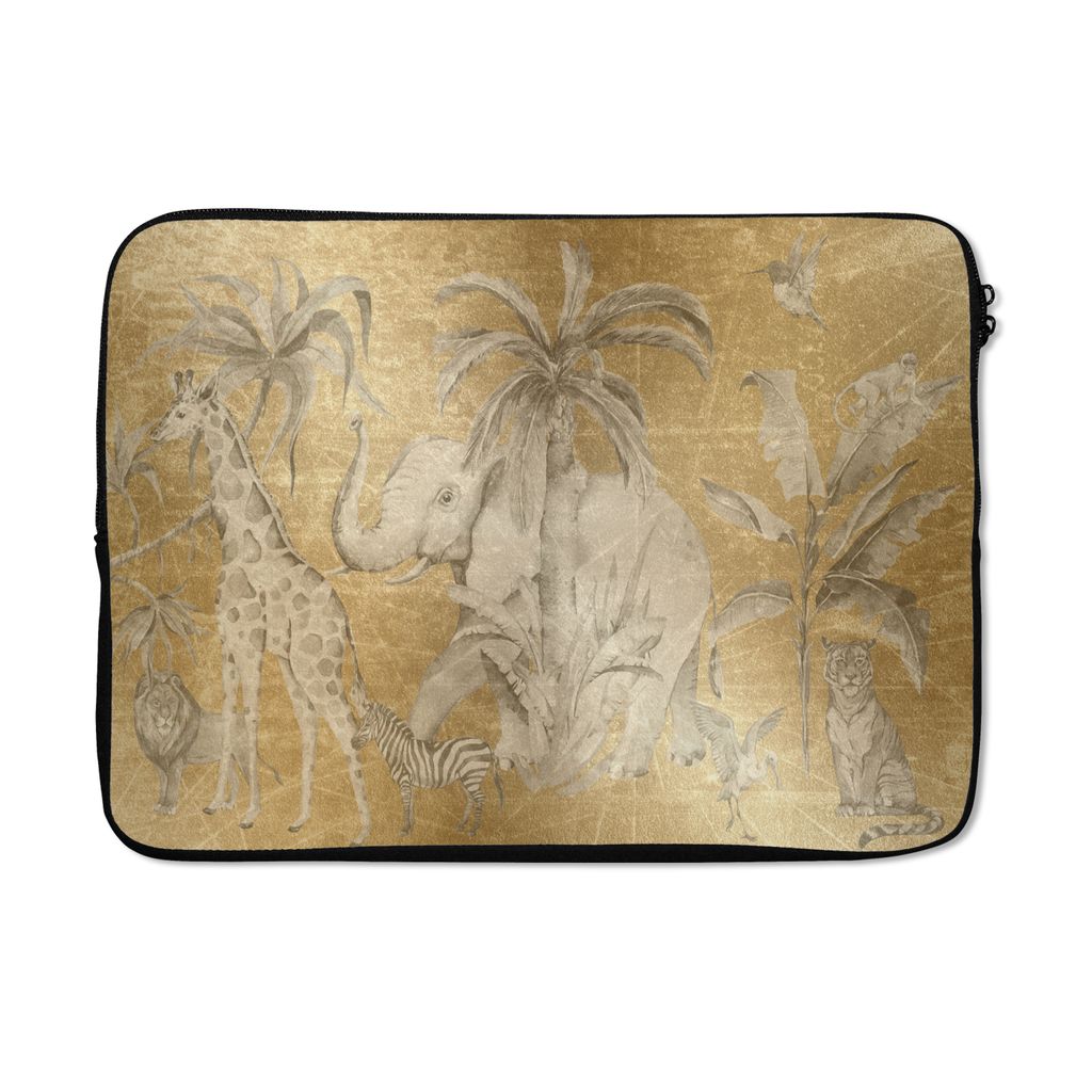 MuchoWow Laptop Hülle 14 ZollDschungel - Kinder - Gold - Tiere Laptoptasche - Laptoptasche - Stoßsicher - Schutzhaube