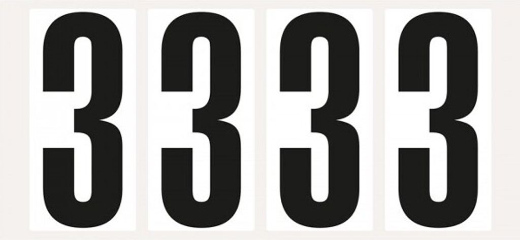 Dreifke Aufkleber I Ziffer 3, weiß/schwarz, Folie, Schrifthöhe 95mm, 47x98mm...