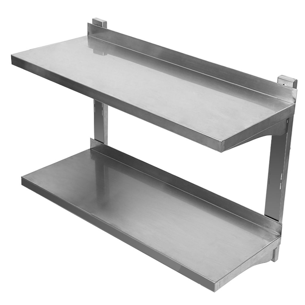 Küchenregal Wandregal Metallregal mit 2 Ebenen Edelstahl 80x57x30cm Silbern