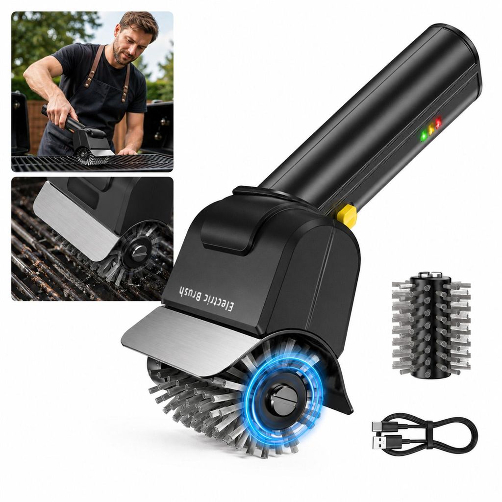 2000mAh Elektro-Grillbürste,  3-in-1 Set mit Handschuhen & Produktbild 