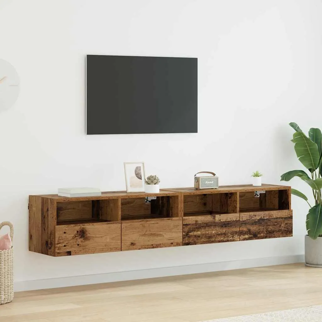 Mensole TV 2 Pezzi Legno Antico 80x30x30 cm Maison Exclusive Offerta