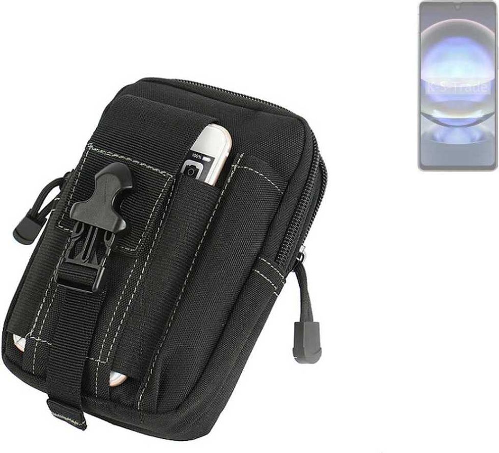 K-S-Trade Gürtel Tasche kompatibel mit Sharp Aquos R8 Gürteltasche Holster Schutz Hülle Handy Hülle Smartphone outdoor Handy-Hülle schwarz