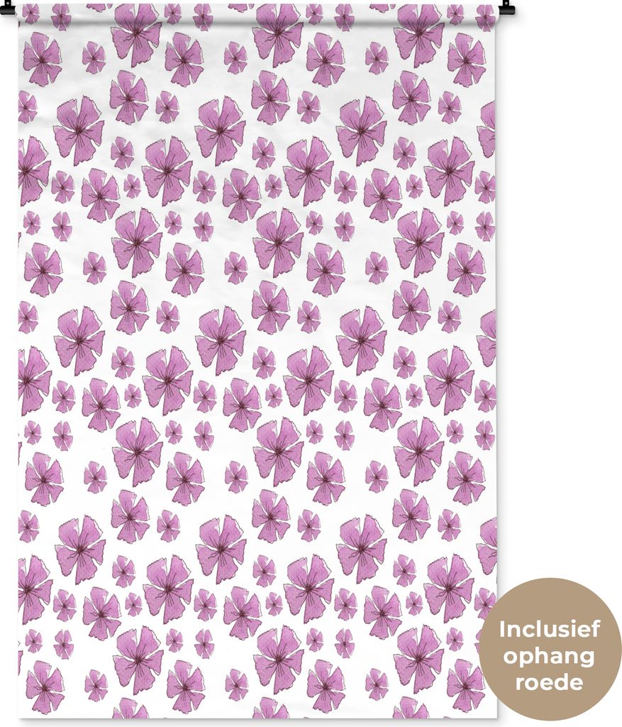 MuchoWow Wandteppich Wandbehang Blumen - Sakura - Muster 120x180 cm Tapisserie Dekoration Wandtuch - Schlafzimmer - Dekorationen für das Haus