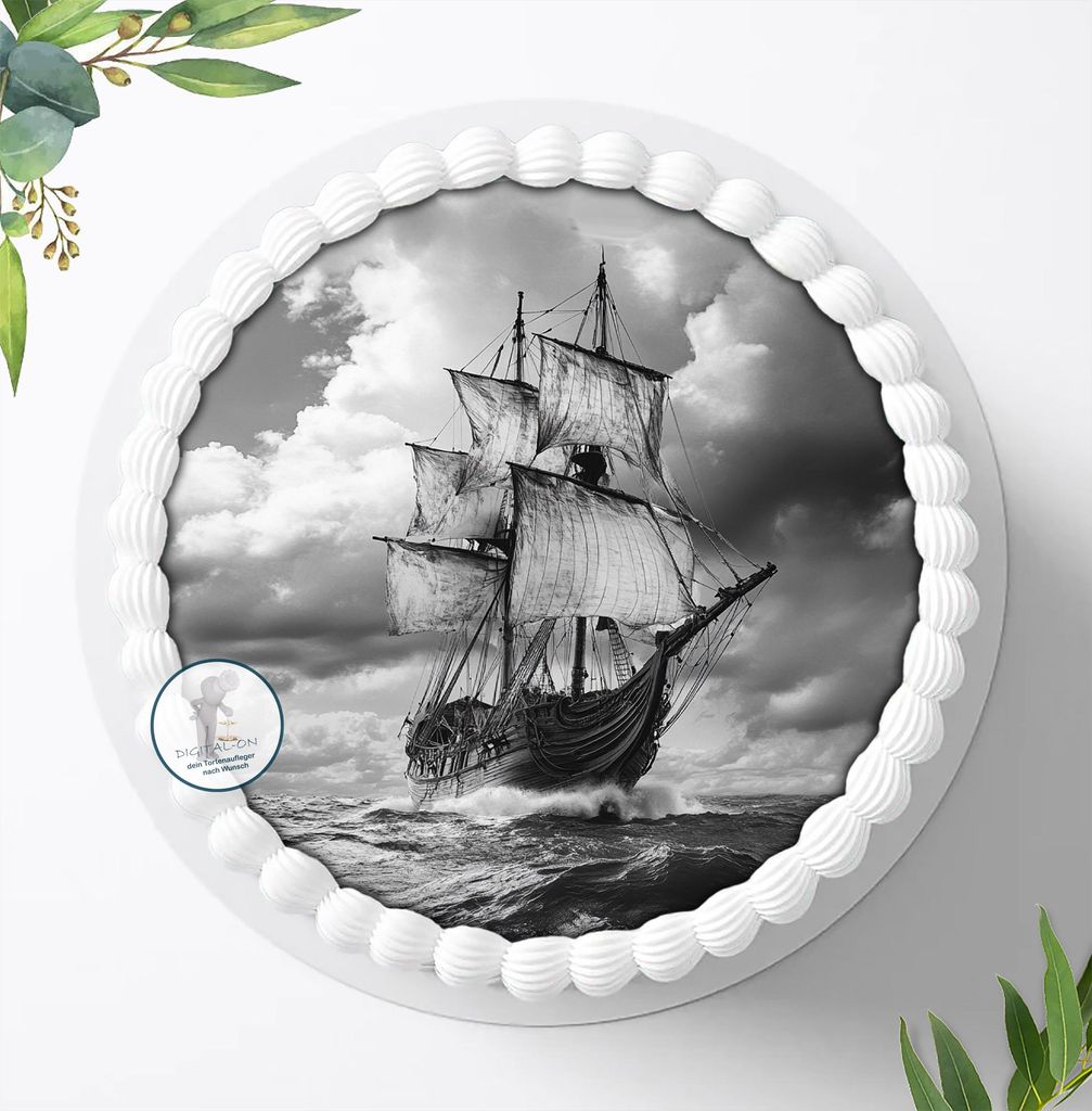 Für die Geburtstags Torte ein Tortenaufleger, Zuckerbild mit dem Motiv: Piraten, Essbares Foto für Torten, Fondant, Ø 20cm, 2237z