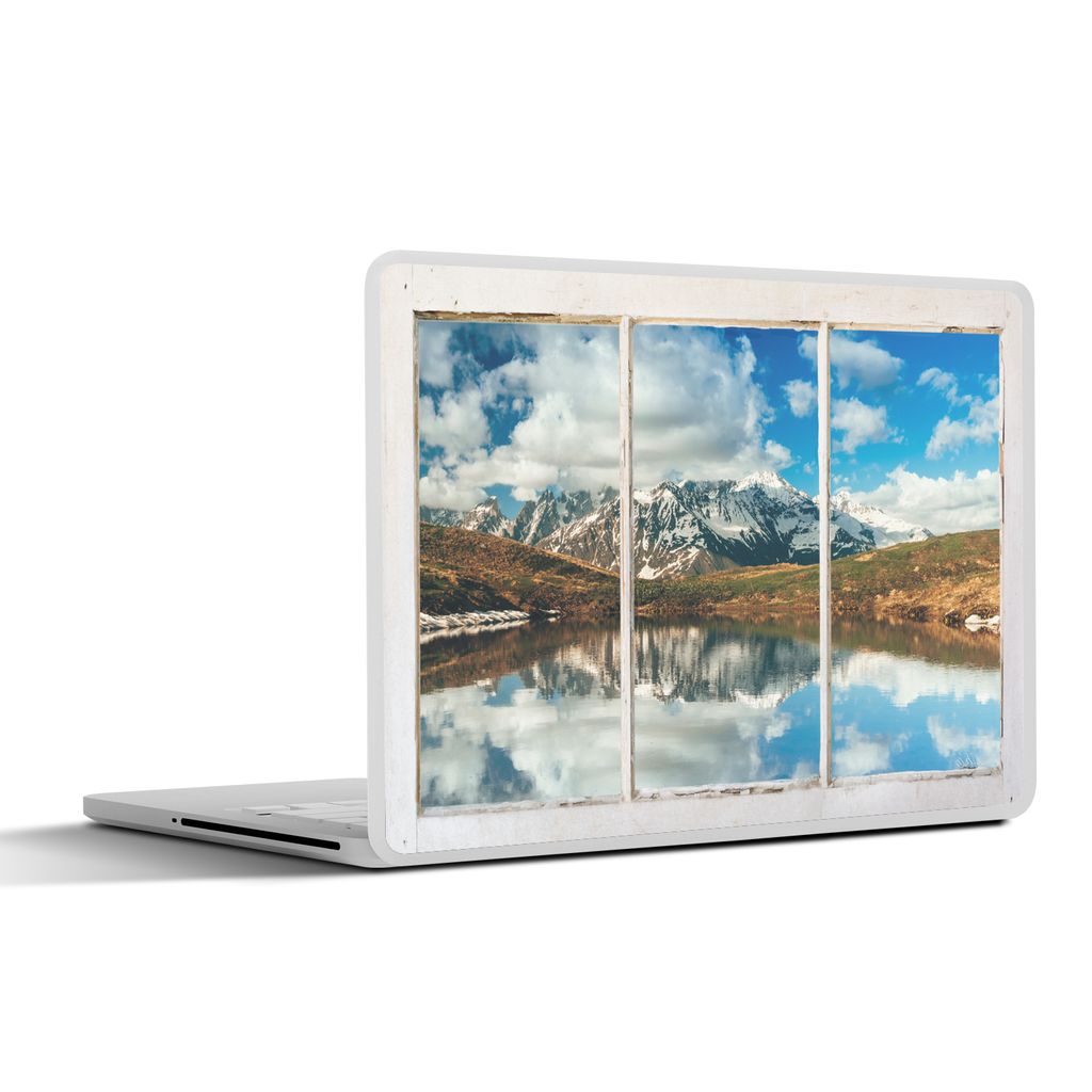 MuchoWow Laptop Aufkleber Sticker Cover Aussicht - Berge - Wasser 40x30 cm - Laptop Dekoration - Selbstklebend