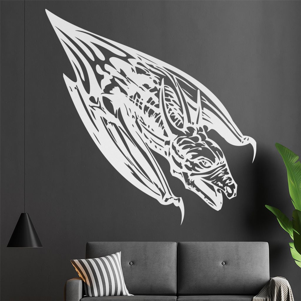 Drachen Flug Wandtattoo in 6 Größen - Wandaufkleber Wall Sticker - Dekoration, Küche, Wohnzimmer, Schlafzimmer, Badezimmer