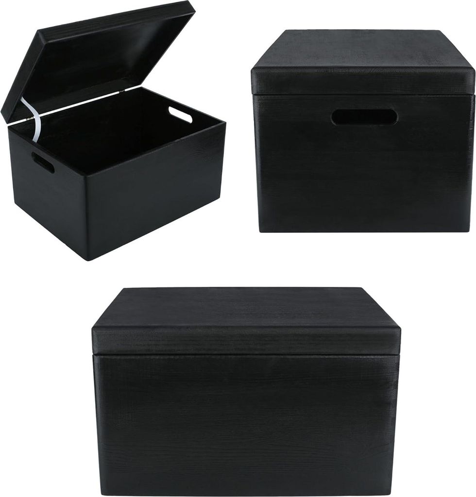 Creative Deco XXL Grande Scatola in Legno Nera | 40x30x24 Immagine del prodotto 