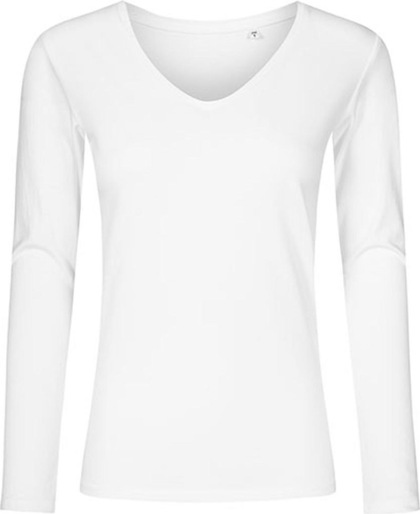 X.O V-Ausschnitt Langarmshirt Damen, Weiß, L