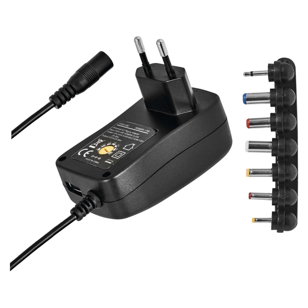 EMOS Universal-Netzteil 1000 mA, Ladegerät mit 7 Steckern und USB, AC: 100–240 V, DC: 7 Spannungsvarianten 3-12 V, 1,5m Kabel-Länge, N3111