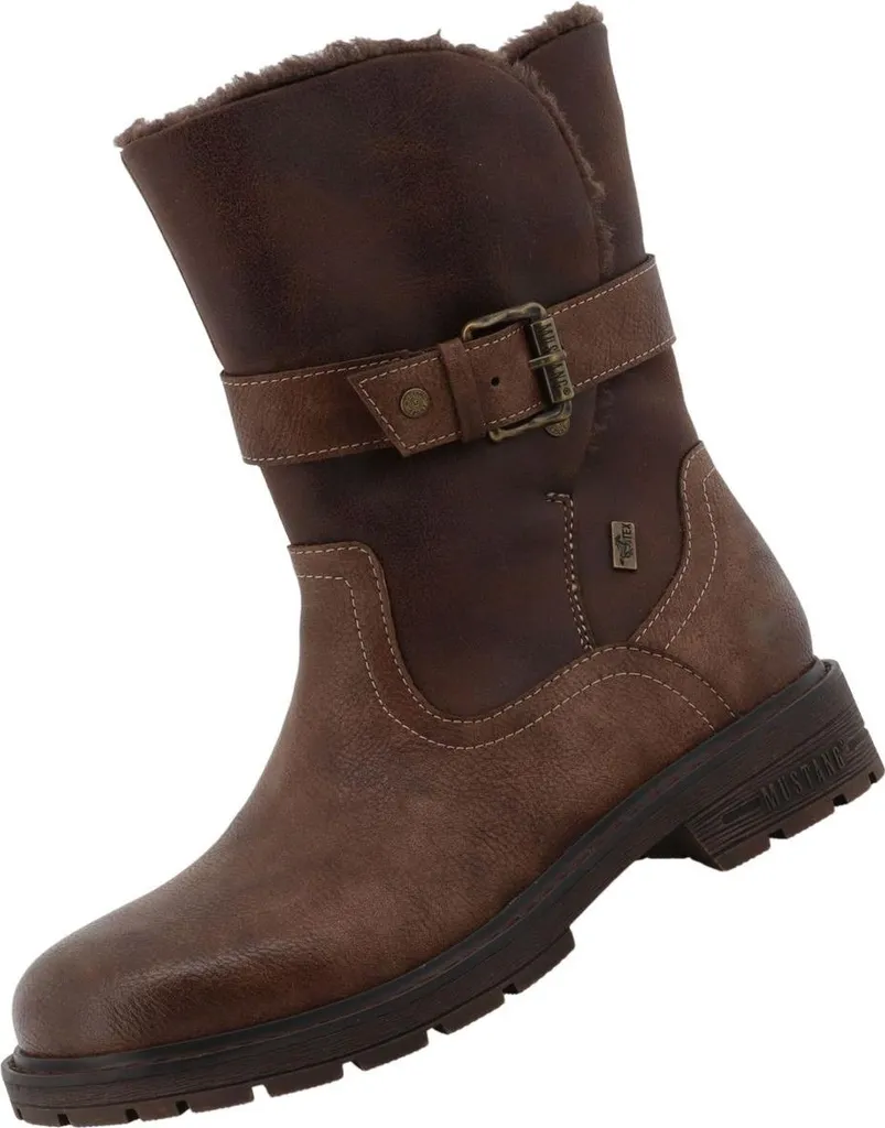 Bottes d'Hiver Femme Mustang Marron avec Doublure Chaude et Style TEX