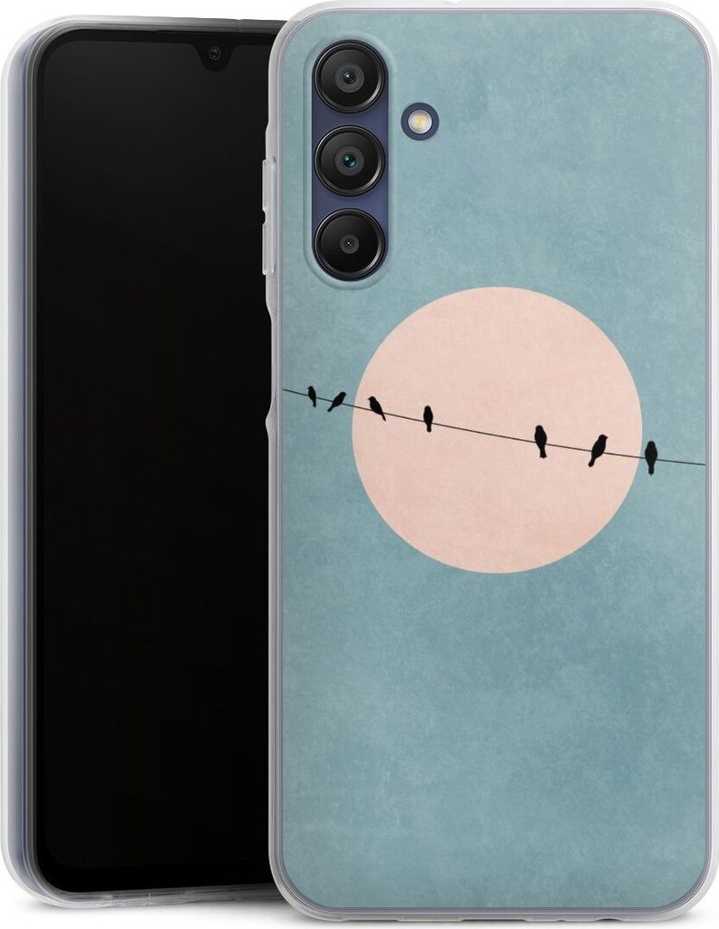 DeinDesign Handyhülle für Samsung Galaxy A15 5G Silikon Hülle Case Smartphone Schutzhülle Mond Vogel türkis