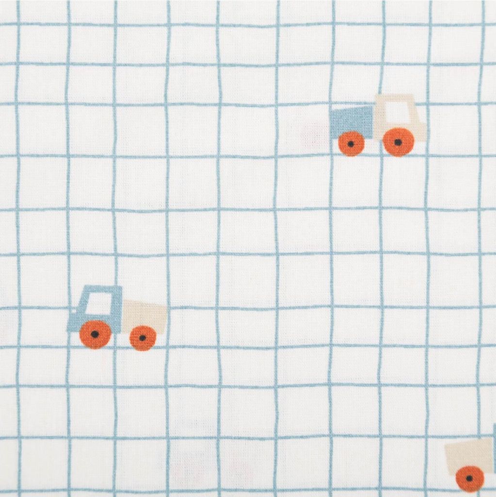 llstoff Popeline Stoff Lkw Karo wollweiß blau 1,45m Breite