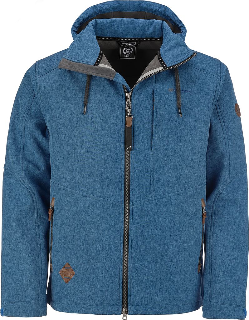 Dry Fashion Herren Softshell Jacke Eckernförde Meliert - Softshelljacke Outdoorjacke mit abnehmbarer Kapuze Windabweisend Wasserabweisend in Hellb...